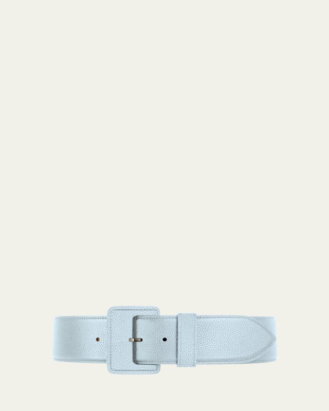 La Merveilleuse Large Pebbled Leather Belt with Covered Buckle